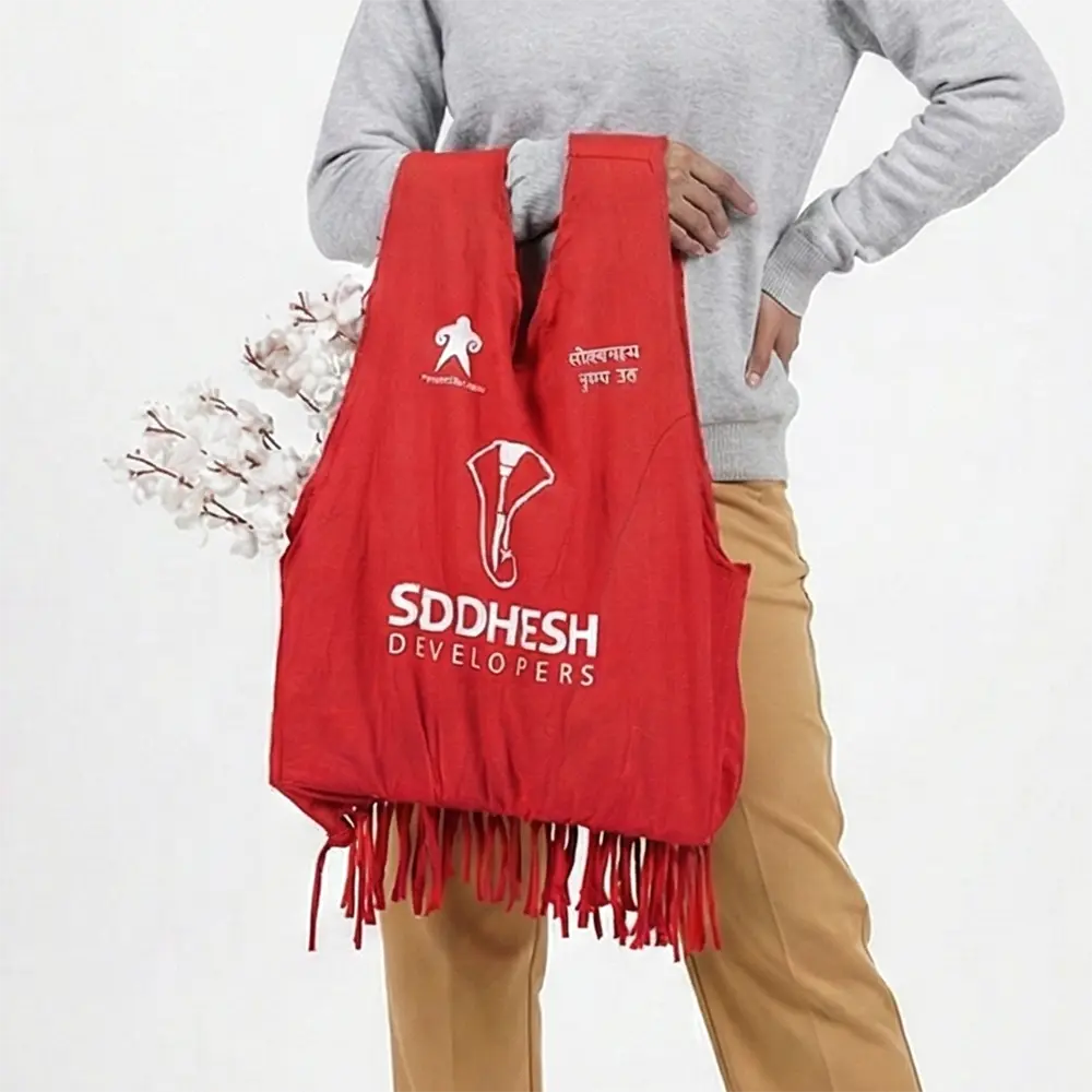 Handcrafted Multipurpose T-Shirt Bag Red Recycled