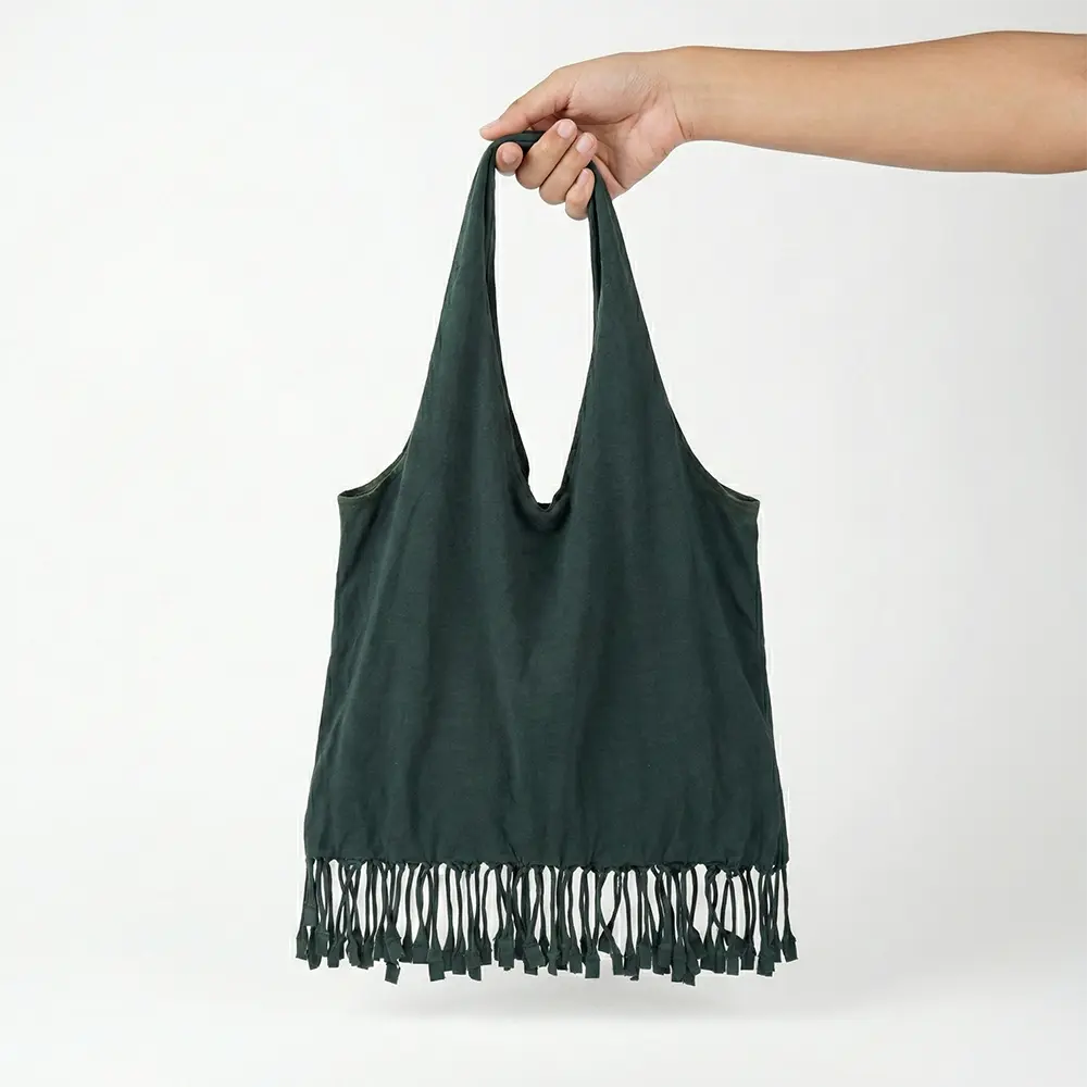 Handcrafted Multipurpose T-Shirt Bag - Bottle Green Dark Green - Recycled