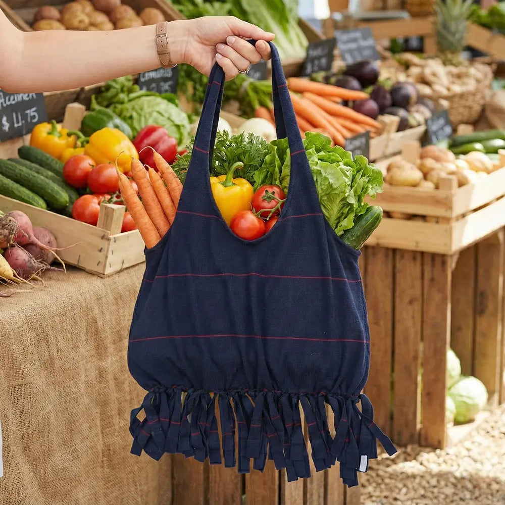 Handcrafted Multipurpose T-Shirt Bag - Dark Blue - Recycled