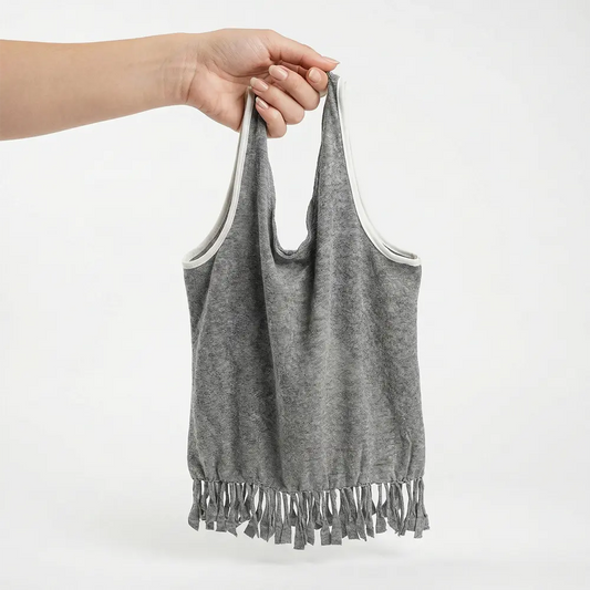 Handcrafted Multipurpose T-Shirt Bag Grey Recycled