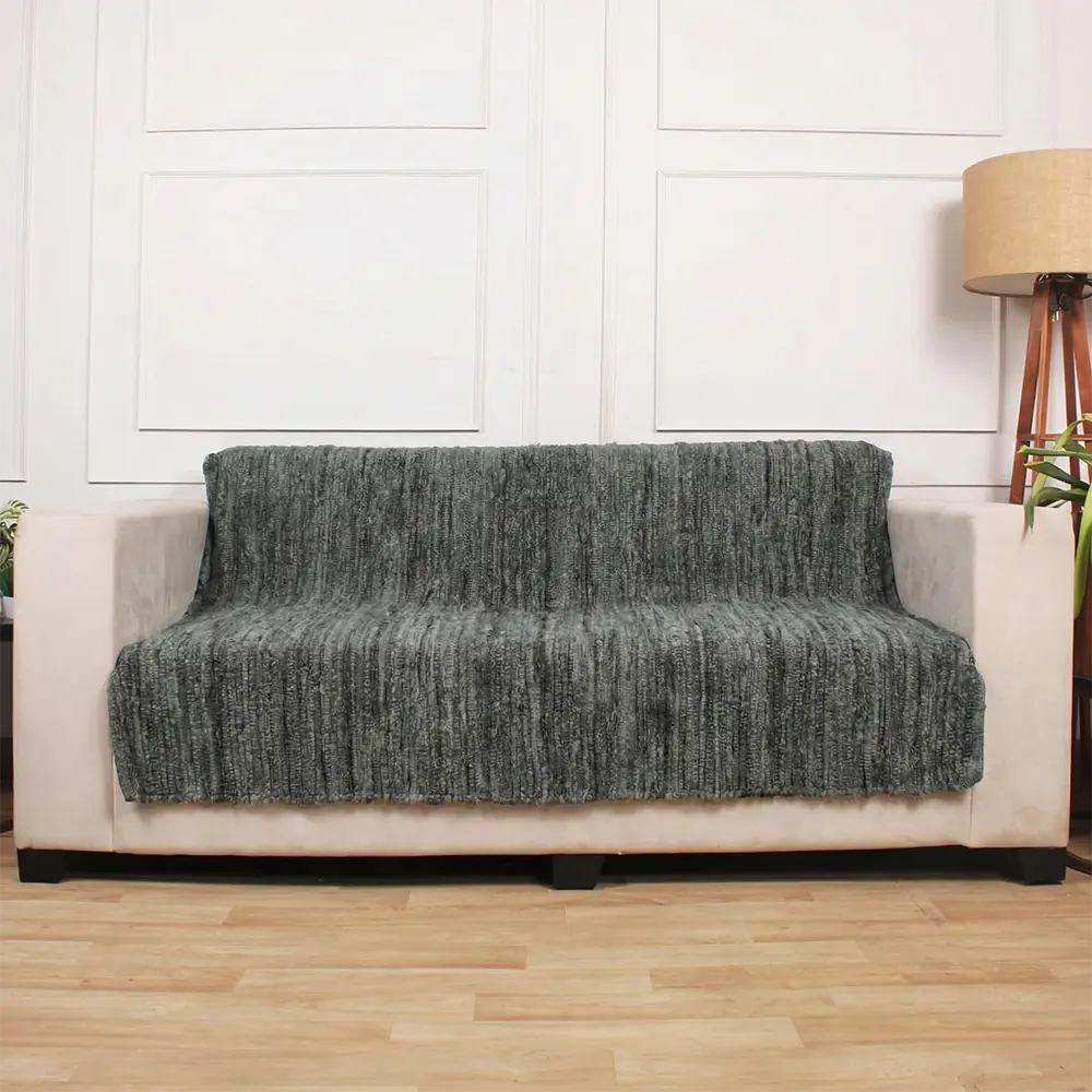 Upcycled Sofa Patti - Deep Green Ribbed Runner