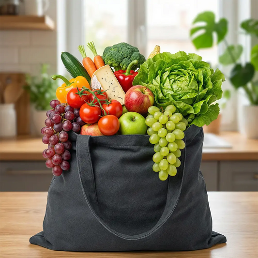 Vegetable Cloth Bag - Plain Charcoal Gray Fabric Tote