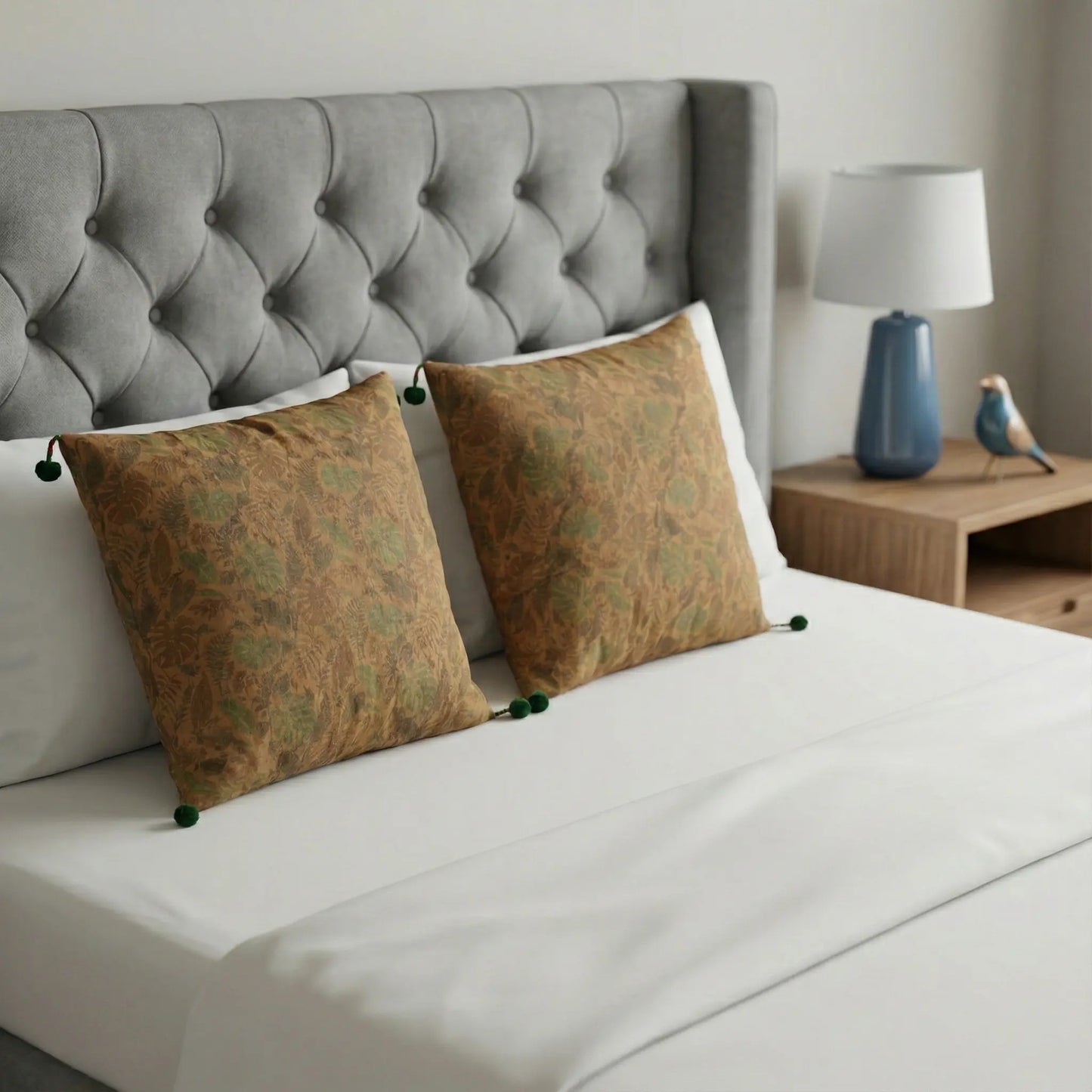 Eco-Friendly Upcycled Brown Saree Cushion Cover 16 x 16 Inch Pack of 2