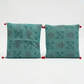Eco-Friendly Upcycled Sea Green Saree Cushion Cover 16 x 16 Inch Pack of 2
