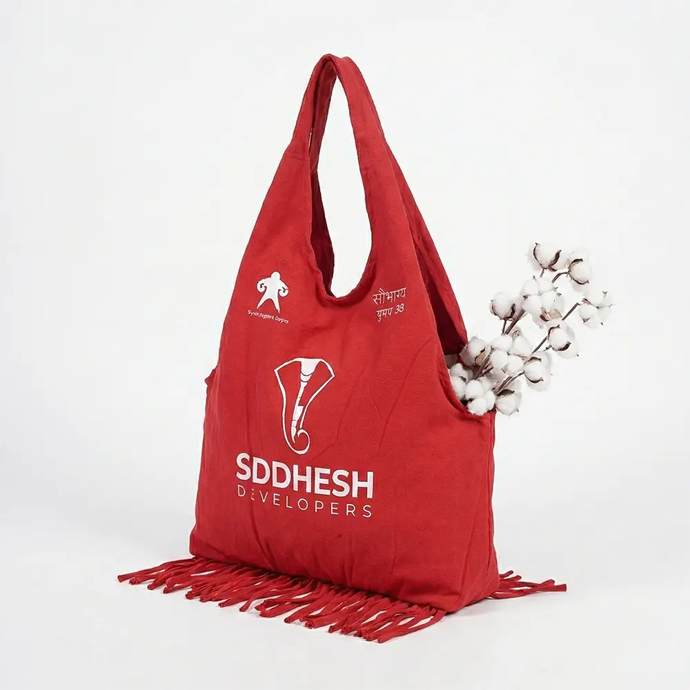 Handcrafted Multipurpose T-Shirt Bag Red Recycled