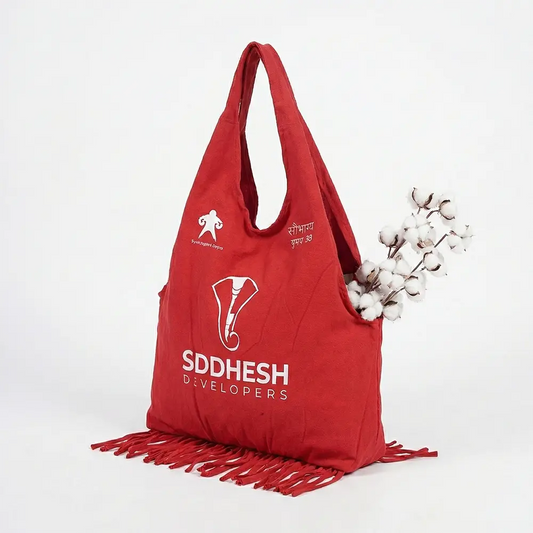 Handcrafted Multipurpose T-Shirt Bag Red Recycled