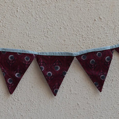 Upcycled Fabric Pennant – Pataka Dark Marron with Print