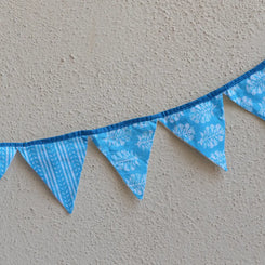 Upcycled Fabric Pennant – Cloth Pataka Sky blue with print design