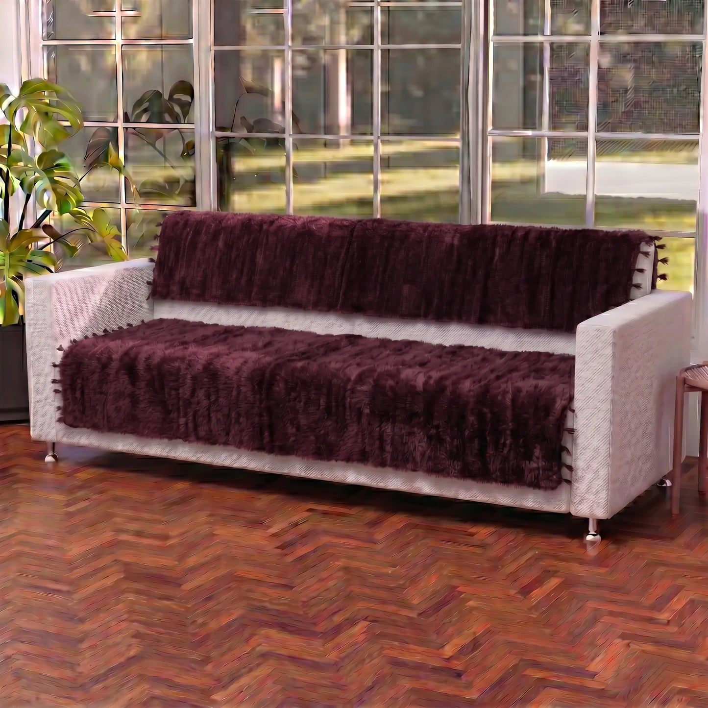 Upcycled Sofa Patti - Tan and Brown Woven Couch Runner