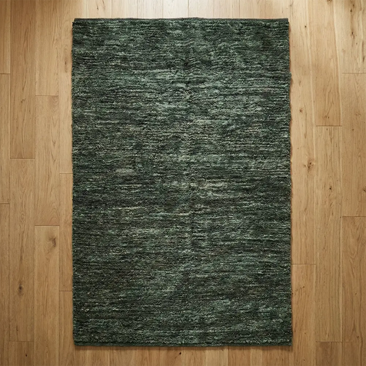 Upcycled Carpet - Deep Forest Green Textured Rug
