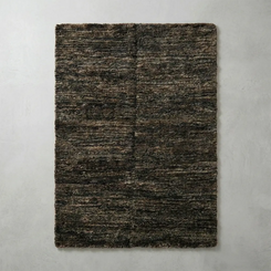 Upcycled Carpet - Dark Grey, Black, and Tan Woven Shag
