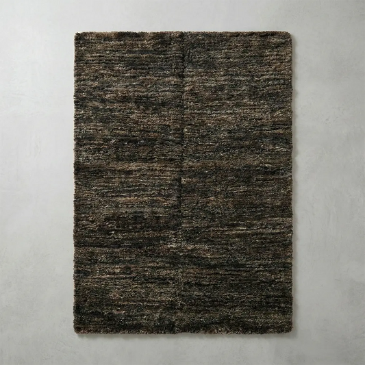 Upcycled Carpet - Dark Grey, Black, and Tan Woven Shag