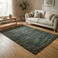 Upcycled Carpet - Deep Forest Green Textured Rug