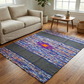 Upcycled Carpet - Multi-Color Striped Rag Rug with Charcoal Gray Bands