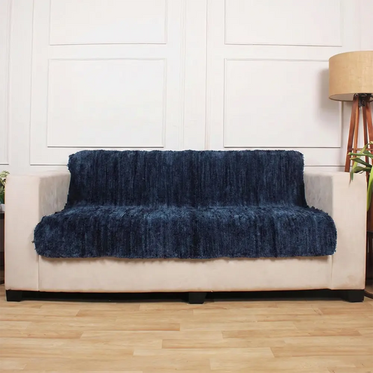 Upcycled Sofa Patti - Navy Blue Shaggy Runner