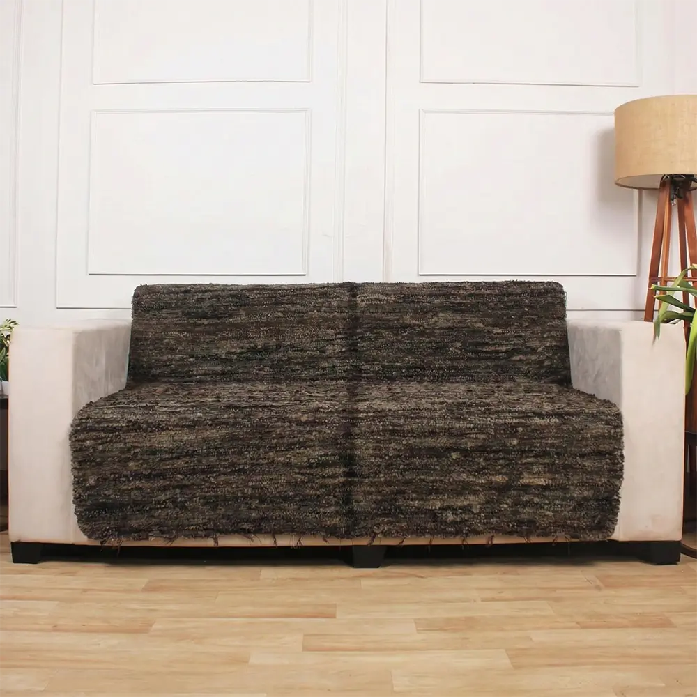 Upcycled Sofa Patti - Deep Brown Textured Handloom Mat