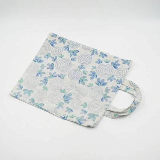 Vegetable Cloth Bag - Light Blue and Teal Floral Swirl Print
