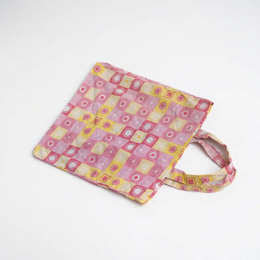 Vegetable Cloth Bag - Pink and Yellow Geometric Print
