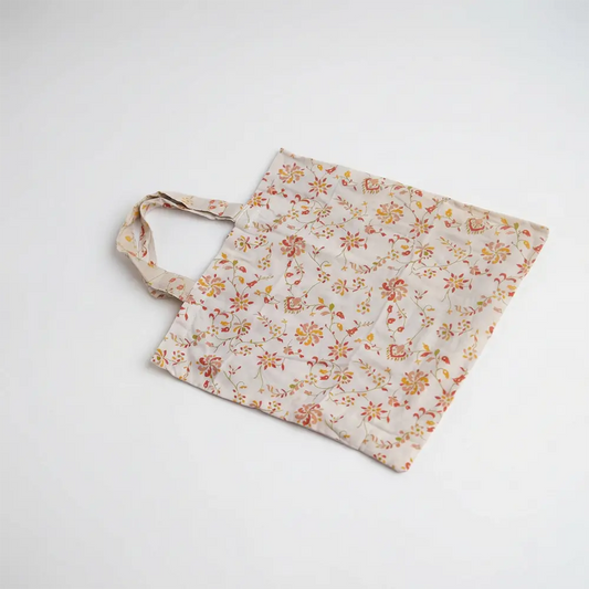 Vegetable Cloth Bag - Soft Floral Pattern in Muted Red and Orange