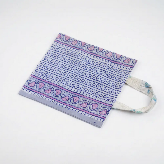 Vegetable Cloth Bag - Blue and Pink Traditional Print Tote