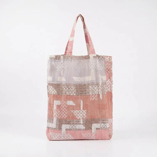 Vegetable Cloth Bag - Abstract Woven Pink and Gray Market Bag