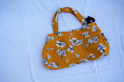 Stylish Upcycled Track Pants Handbag Tuemric yellow Flower bags