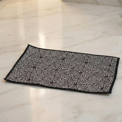 Handcrafted Upcycled Asan Meditation Mat & Doormat - Black and white printed design