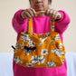 Stylish Upcycled Track Pants Handbag Tuemric yellow Flower bags