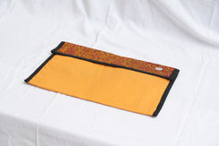Upcycled Fabric Folder - Laptop Cover Forest green and brown striped texture