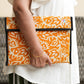 Upcycled Fabric Folder - Laptop Cover Vibrant floral pattern on a cream linen base