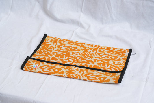 Upcycled Fabric Folder - Laptop Cover Vibrant floral pattern on a cream linen base